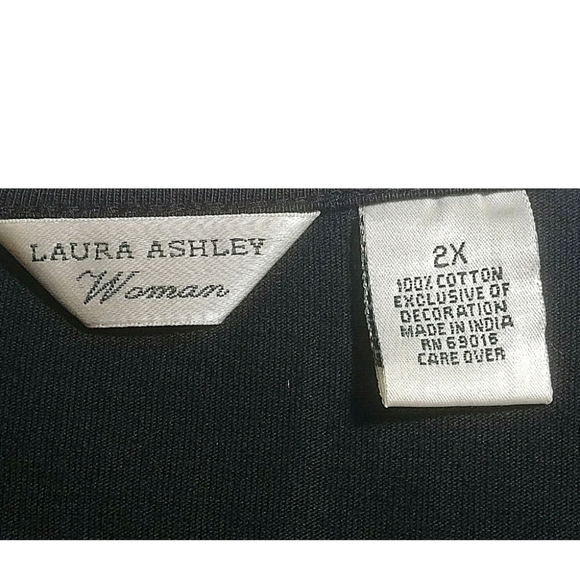 Laura Ashley Black Razor cut T-shirt Fairy Grunge Wmns 2X - Picture 8 of 9